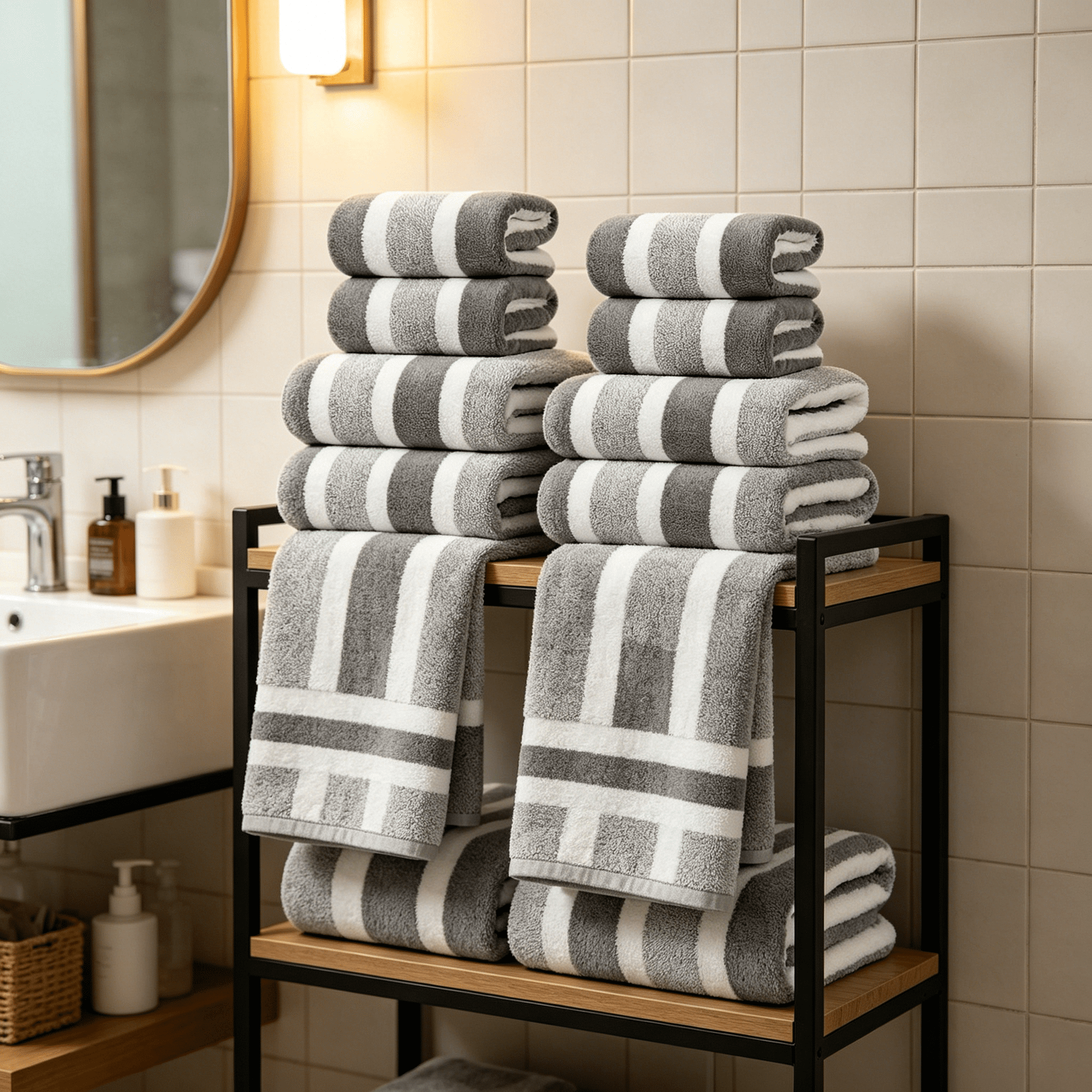 Bath Towel Set  8 Piece , Oversized Soft Cozy Towels Dark Gray Plush ,Including 2 Large Bath Towels, 2 Large Face Towels, 4 Hand Towels