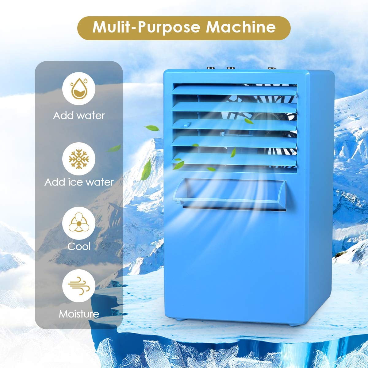 Portable Fan Cooler Air Box Fan w// Ice Water Tank Desktop mini Evaporative