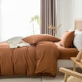 thumbnail image 3 of ZOVAN Duvet Cover Set 100% Washed Cotton Super Soft Breathable Durable (Caramel Pumpkin, Full), 3 of 7