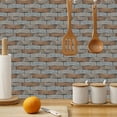 thumbnail image 3 of Tile Wall Stickers 12"x6" Gray Brown Brick Decals Kitchen Bathroom Tiles Decor Vinyl Peel and Stick 6 Pcs Set, 3 of 8