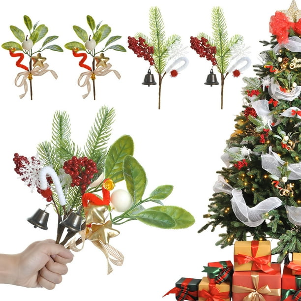 mfyjkho Ramas De Árbol De Navidad Con Campanas Colgantes Para Decoración Navideña, 30 Cm, 2 Piezas