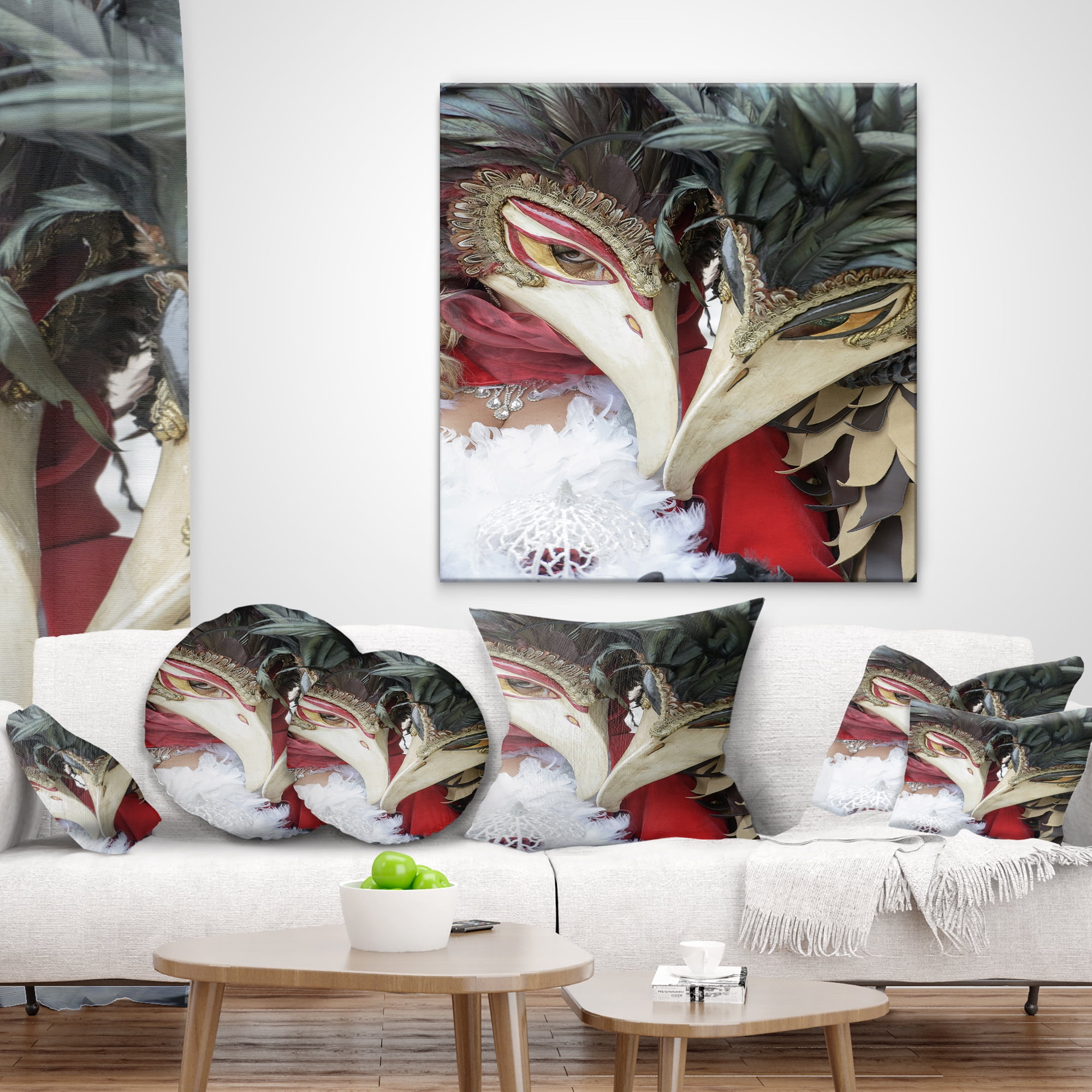 Designart Carnival in Venice in Italy - Floral Throw Pillow - 12x20