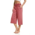 thumbnail image 7 of Jalioing Wide Leg Yoga Capris for Women Elastic High Waisted Athletic Capri Pants Loose Comfy Workout Crop Trousers, 7 of 7