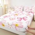 thumbnail image 4 of Erosebridal Cherry Blossoms Full Size Sheets for Kids Girls, Cute Pink Bow Bed Sheets for Princess, 1 Flat Sheet 1 Fitted Sheet and 2 Pillowcases, 4 Piece, 4 of 5