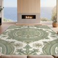 thumbnail image 2 of Design&I 5'x7' Washable Area Rug Flatweave & Daily Traffic Ready Circle Distressed Farmhouse Frame Dining Table Round Vintage Refined Structured for Guest Room, Lounge, Apartment, 2 of 7