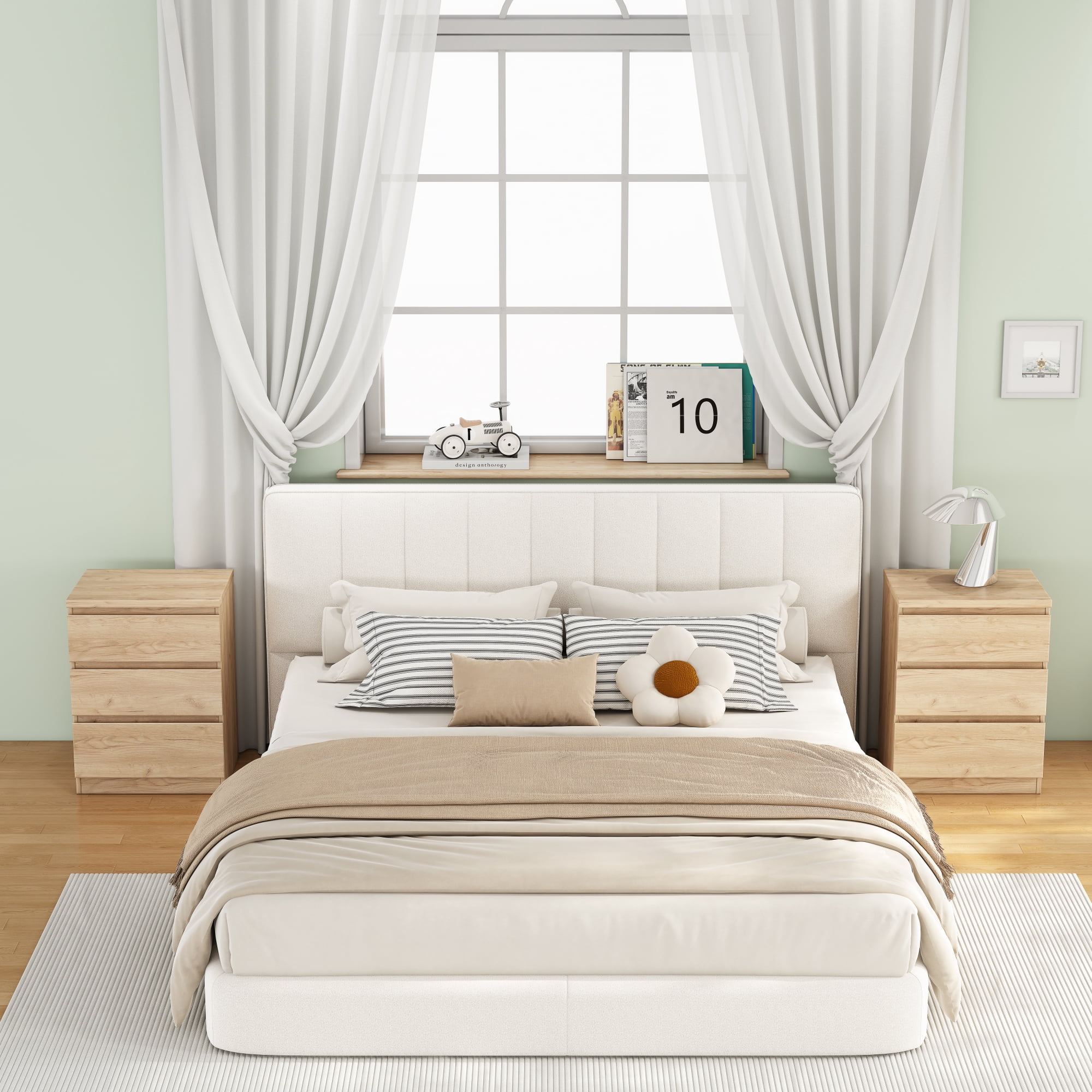 Modern Nightstand with 3 Drawers,Wooden End Table with Hidden Handle,Small Side Table Storage Cabinet for Bedroom,Living Room,Natural