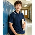 thumbnail image 3 of Aideaone Boys Polo Shirt Solid Color V-Neck Casual Short Sleeve Shirts for Boys Size 7-14T, 3 of 7
