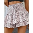thumbnail image 2 of Women'S High Waist Ruffle Mini Shorts Cute Tiered Short Shorts with Shorts Underneath White XXL, 2 of 5