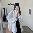 thumbnail image 1 of Primavera Verano 2021, camisa de mujer, blusas elegantes de gran tamaño para mujer, camisa blanca de manga acampanada, abrigo de camisa de longitud media, túnica para mujer Tan Jianjun unisex, 1 of 2