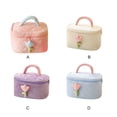 thumbnail image 3 of Qarigey Bolsa de cosméticos de moda con flor de tulipán, bolsas de maquillaje de gran capacidad, organizador práctico portátil, regalo de Bolsas de maquillaje color crema 25*16*15.5 cm, 3 of 6