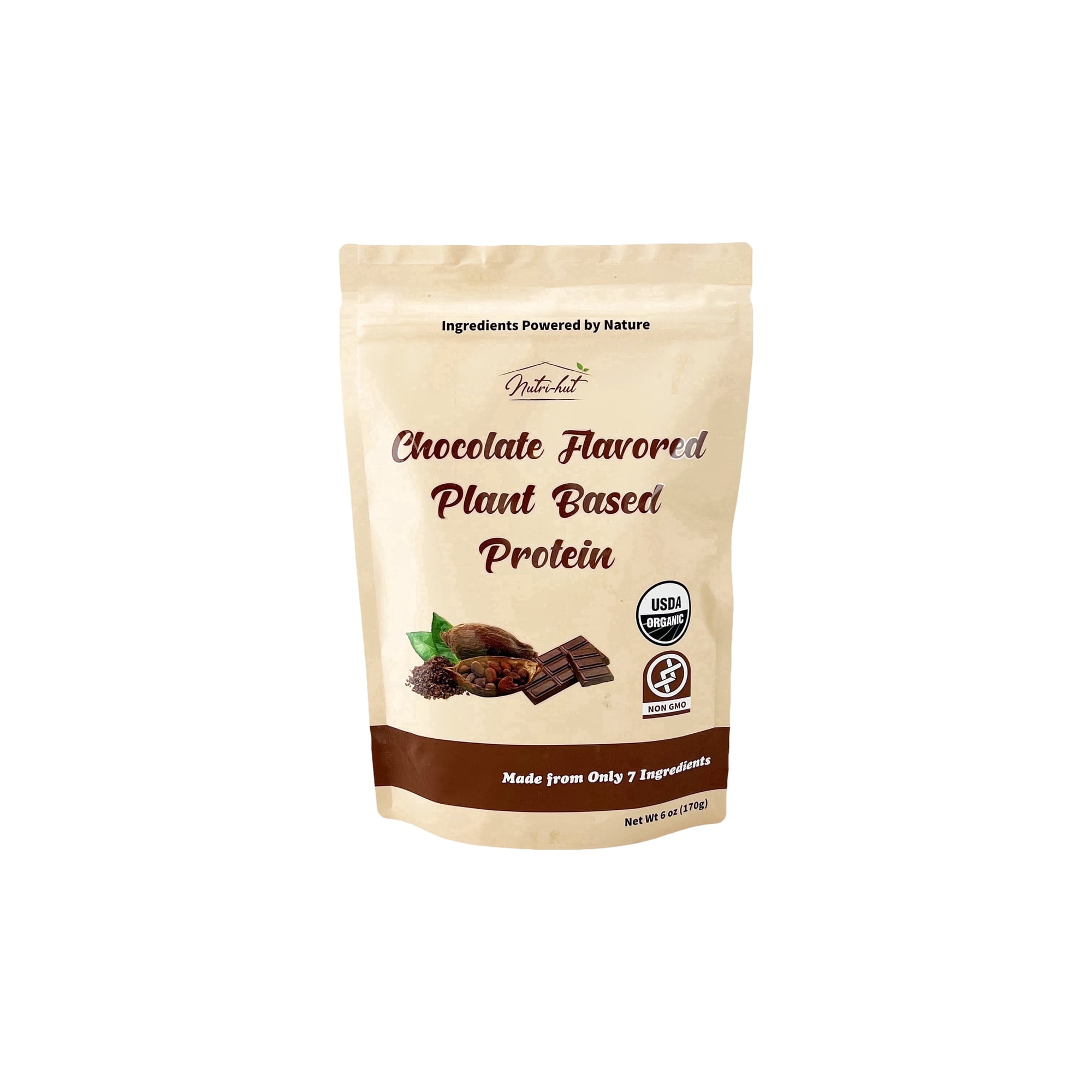 Nutri-hut Organic Plant Based Protein Powder - Chocolate (6 oz / 5 Servings)