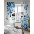 thumbnail image 3 of Father's Day Sheer Curtains 84 inches Long, Blue Rose Retro Watercolor Floral Light Filtering Sheer Window Curtains Rod Pocket Voile Drapes for Bedroom Living Room, 52"W x 84"L 2 Panels, 3 of 7