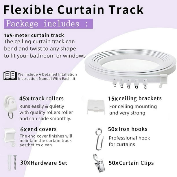 Flexible Curtain Track Carrier Hooks Set of 24 (2nd-Gen) - KXLife