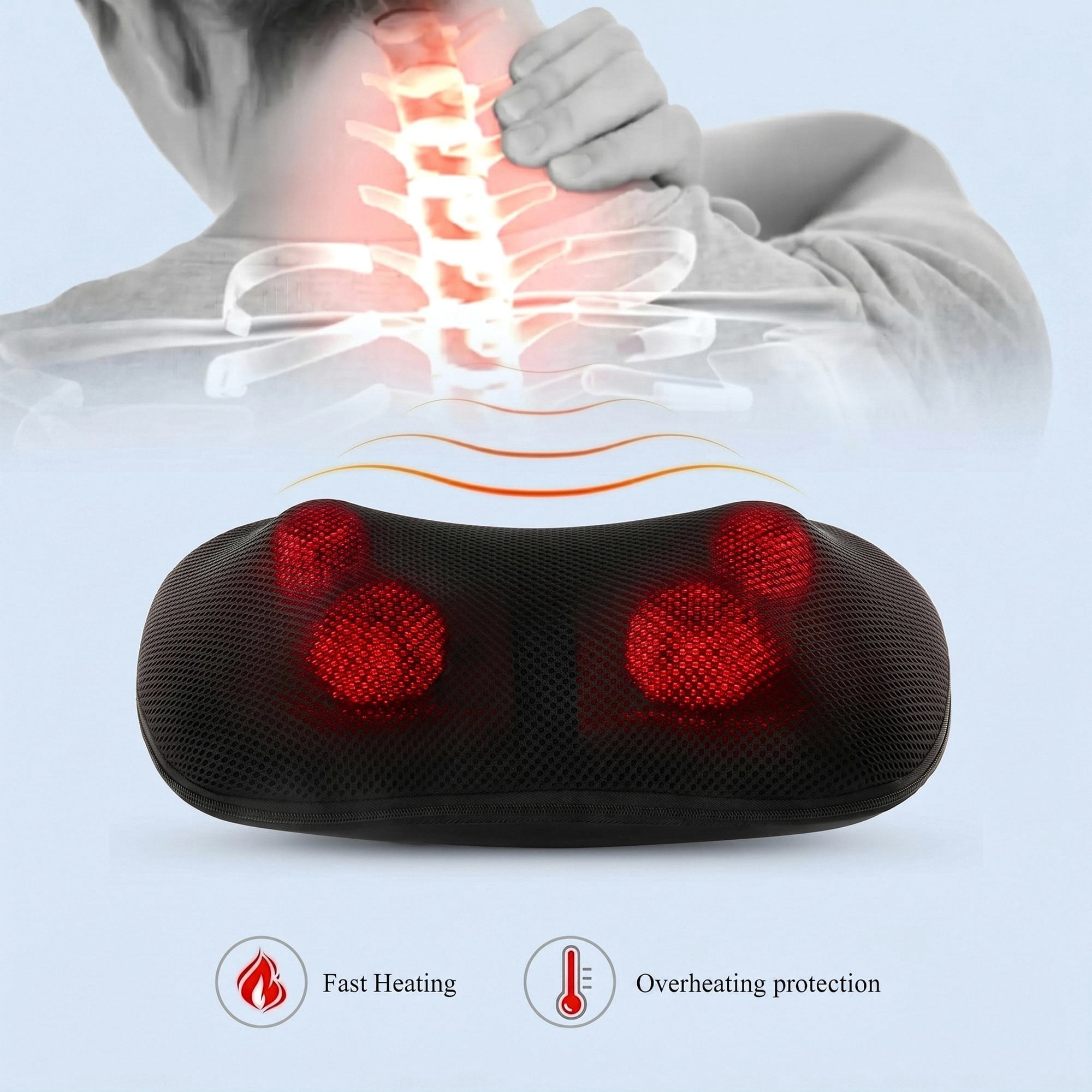 Naipo Back Neck Massager with Heat, Shiatsu Deep-Kneading Massage for Muscle Pain Relief Spa-Like Soothing for Home Car and Office