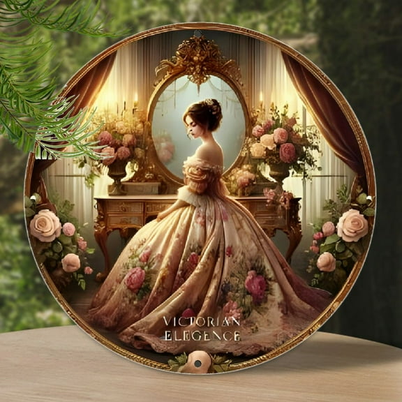 1pc Victorian Elegance Aluminum Metal Sign, 8x8 Inch, Durable Engraved Wall Art, for Festive Decor, Kitchen, Garden, Dining, Bar, Farm & Office