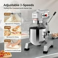 thumbnail image 3 of ROVSUN 20Qt Commercial Stand Mixer, 550W Electric Commercial Food Mixer Heavy Duty with Adjustable 3 Speed, Stainless Steel Bowl, Dough Hooks Whisk Beater, Perfect for Bakery Pizzeria Restaurants, 3 of 8