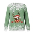 thumbnail image 5 of Dezsed Womens Christmas Shirts Clearance Shirts for Women Casual Christmas Printed Round Neck Long Sleeve Pullover Blouse Sweatshirt Tops Green XL, 5 of 6