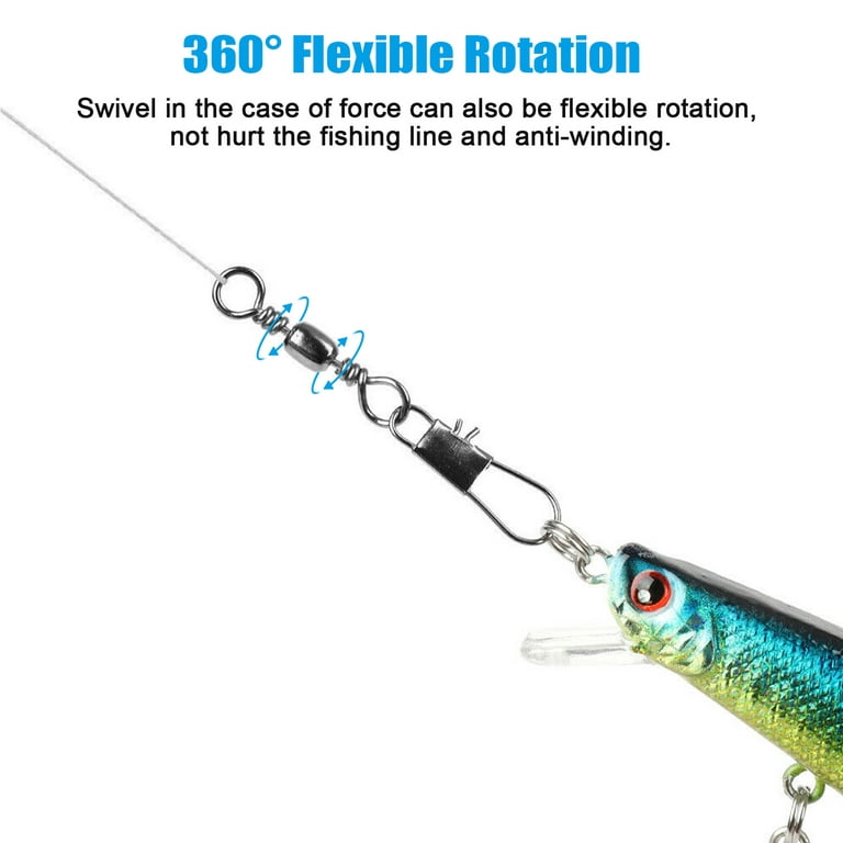 100/50x Rolling Barrel Swivel 42-330lb Fishing Swivels Solid Ring #1-#8,1/0- 6/0