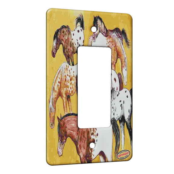 KuzmarK™ 1 Gang Rocker Wall Plate - Appaloosa Horses Seeing Spots Horse Art by Denise Every