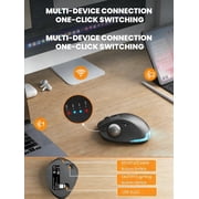 Ergonomic Wireless Trackball Mouse, Adjustable Angle, Thumb Control, Quiet Click, Rechargeable, Multi-Device Bluetooth & USB, for Windows Mac-Black Ball