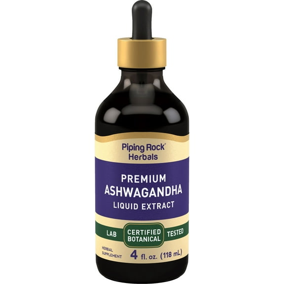 Ashwagandha Root Liquid Extract Supplement | 4 fl oz | Premium Tincture Drops | Non-GMO, Gluten Free | by Piping Rock
