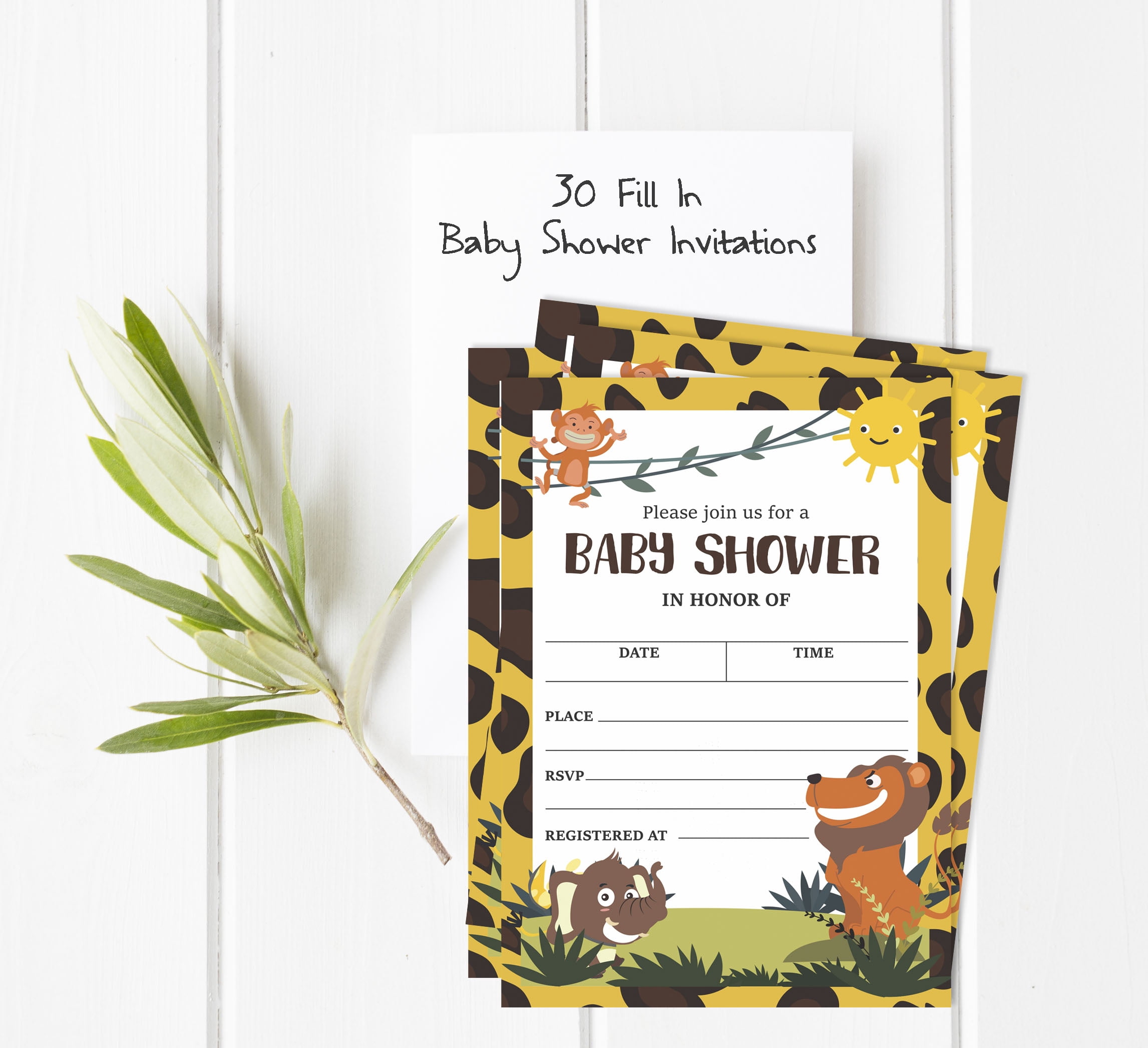 Inkdotpot Set Of 30Jungle Animals Baby Shower Invitations-Diaper Raffle Tickets And Baby Shower Book Request Cards Gender Neutral Invites Its A Boy Its A Girl