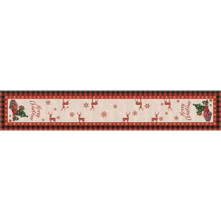 

SSBSM Table Runner Eye-catching Washable Durable Soft Christmas Snowflake Plaid Pattern Table Cloth for Kitchen