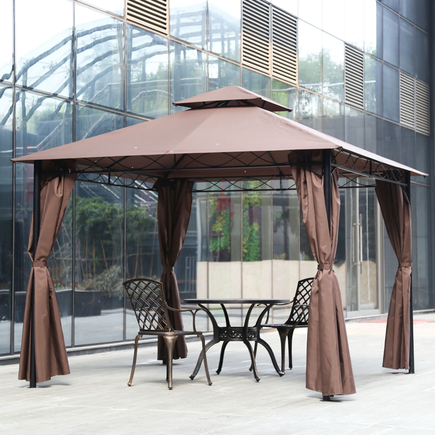 FDW 10’ x 13’ Double Vented Canopy Gazebo, Large Space with Sidewalls and UV Protection