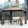 thumbnail image 2 of FDW 10’ x 13’ Double Vented Canopy Gazebo, Large Space with Sidewalls and UV Protection, 2 of 8