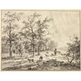thumbnail image 3 of Bruno van Straaten 18x15 Black Modern Framed Museum Art Print Titled - Goatherd and Goats, 3 of 5