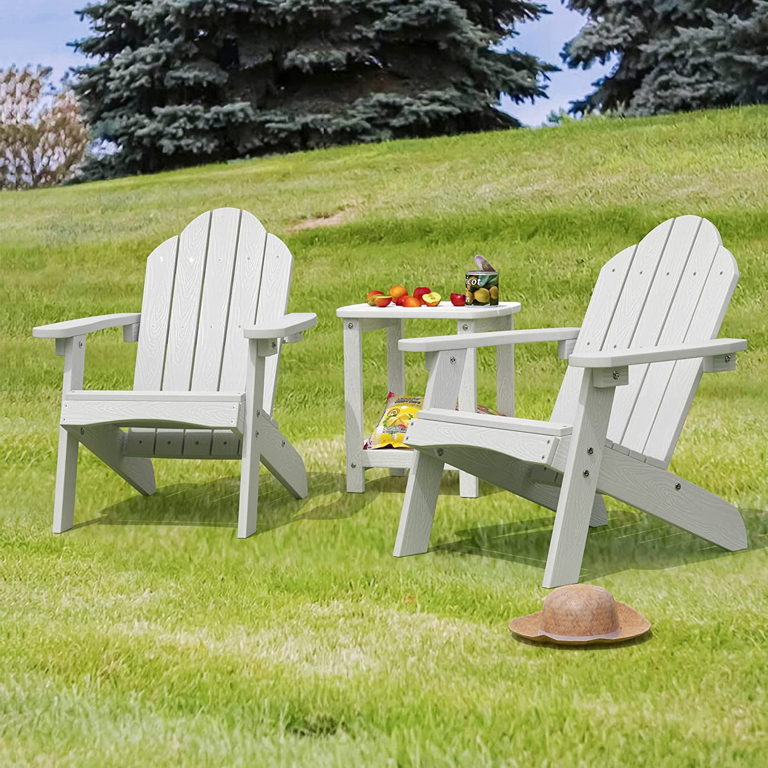 Dycanpo 15.6'' Kids Adirondack Chair, Toddler Outdoor Patio Chair for Backyard, HDPS - White