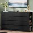 thumbnail image 5 of Afuhokles 8 Drawers Dresser with Side Storage Shelves for Bedroom, Modern 55.1" Large Wood Chest of Drawers Handle Free, Black, 5 of 8
