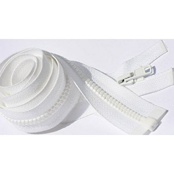 10" - 72" Vislon Zipper YKK #3 Light Weight Molded Plastic Separating Color 501 White By Each (Length 12 inches)