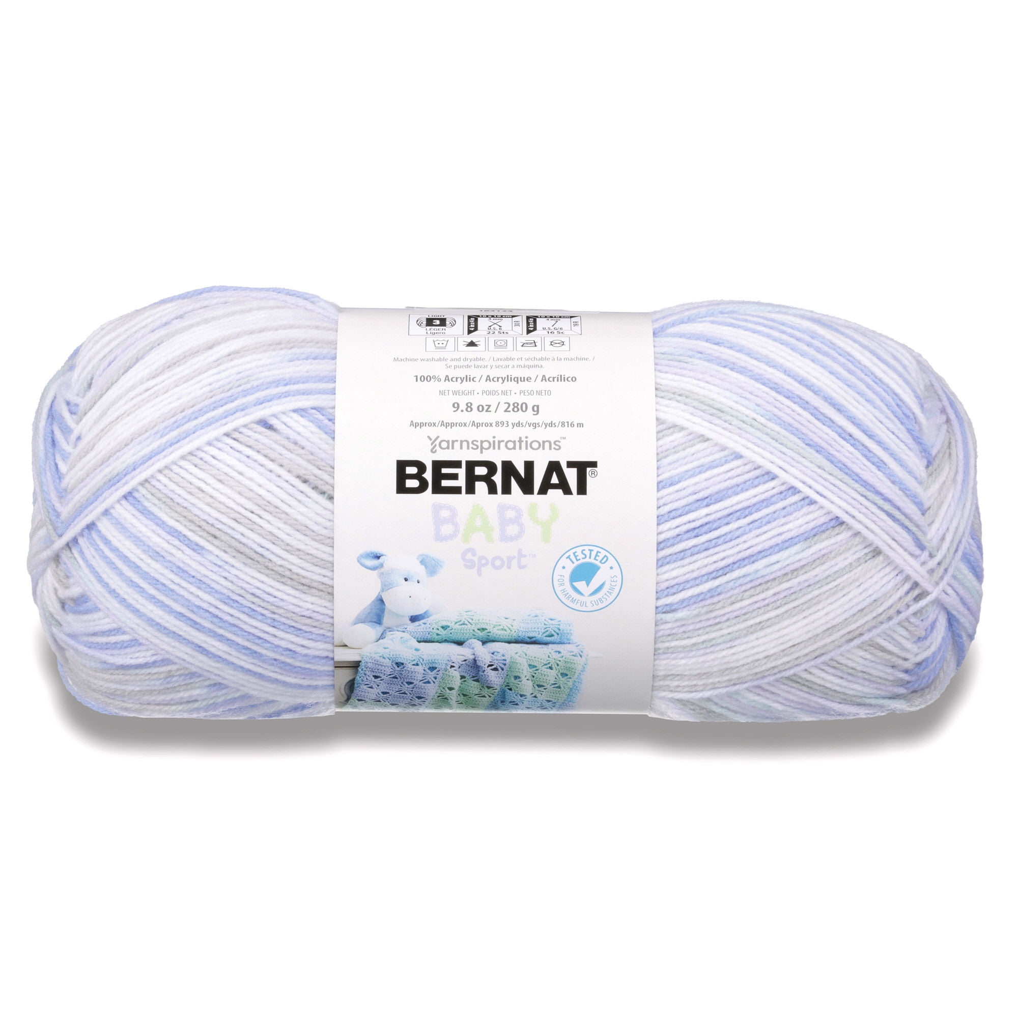 Bernat Baby Big Ball Sport Yarn - Baby Yellow, 12.3 Oz (350g) 100% Acrylic Machine Washable Yarn - View #3