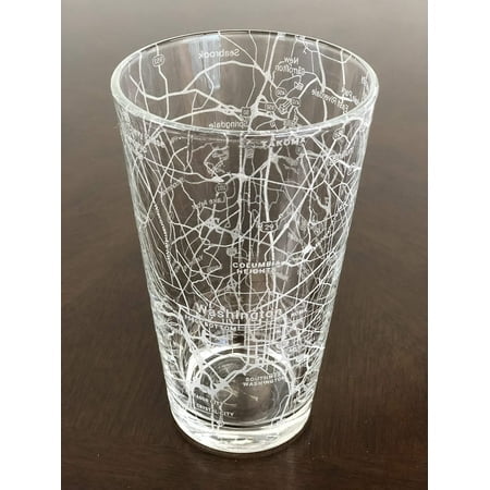 16 oz Pint Beer glass Urban city Map Washington Dc