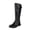 Black, variant on Knee High Boots For Women Smooth Faux Leather Round Toe Dual Buckle Low Block Heel Tall Boot Footwear For Daily Autumn Winter Street Outfits