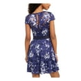 thumbnail image 2 of CITY STUDIO Womens Navy Cap Sleeve Mini Fit + Flare Evening Dress Juniors 5, 2 of 4