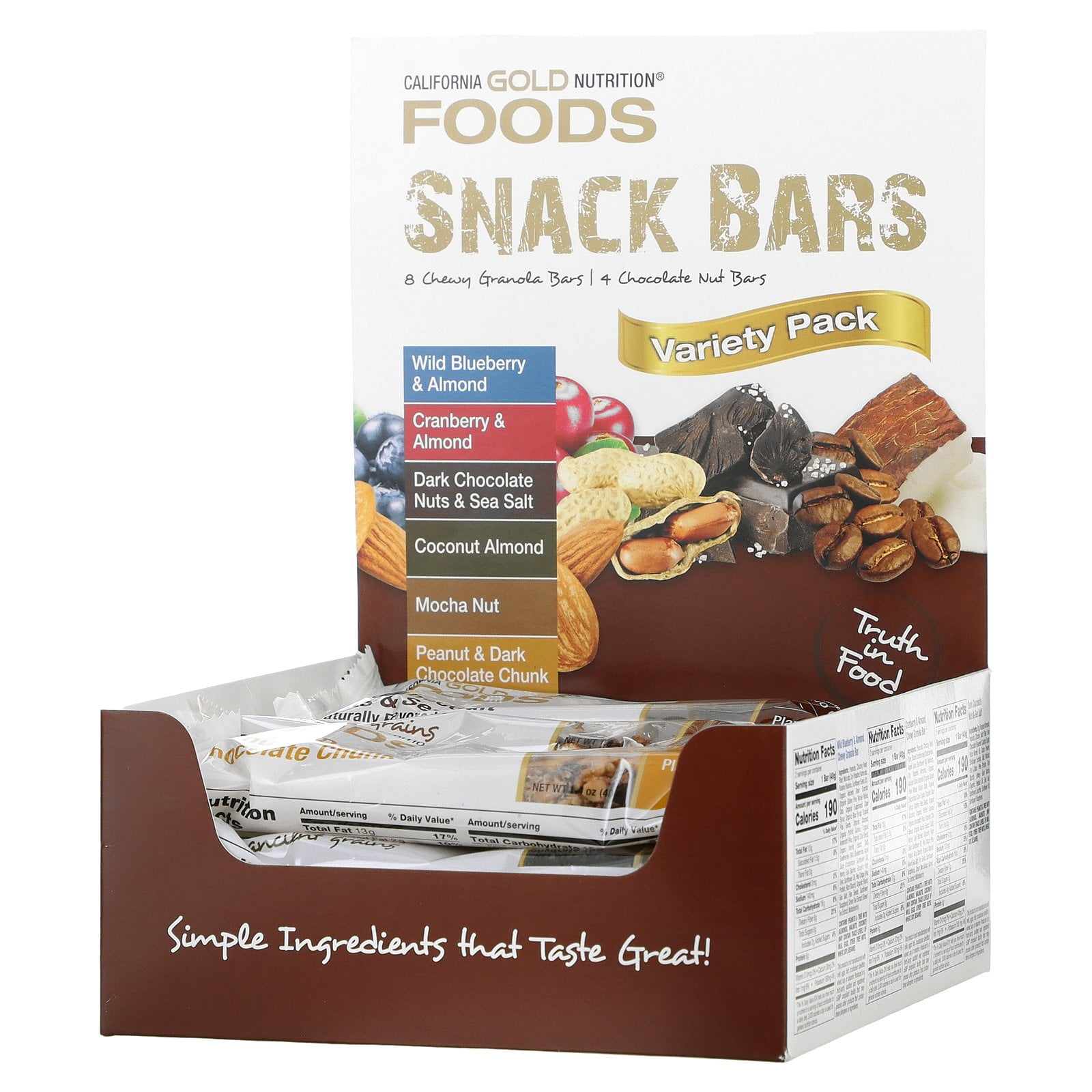 Maple, Nuts, Sea Salt, Variety Pack Snack Bars, Simple Ingredients, 7 g Plant-Based Protein, 6 g Fiber, No Artificial Colors, Flavors, Sweeteners, Preservatives, 1.4 oz (40 g) Each, 12 Bars