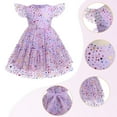 thumbnail image 3 of IDOPIP Toddler Kids Girls Sequin Star Tutu Dress Ruffle Sparkle Tulle Wedding Party Princess Dress, 3 of 9