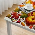 thumbnail image 4 of nygtbtfer Thanksgiving Rectangle Tablecloth , Leave Pumpkin Elastic Edged Table Cover Reusable Fabric for Kitchen Dinning Outdoor Cafe Tabletop Decor, 4 of 7