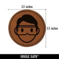 thumbnail image 2 of Occupation Scientist Lab Chemist Icon 2.5" Faux Leather Round Engraved Iron-On Patch - Brown, 2 of 6