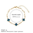 thumbnail image 6 of Natural Pearl & Copper Four Leaf Clover Bracelet with Blue Glass Charms, Adjustable Lucky Jewelry for Women, Elegant Gift for Friends, 6 of 7