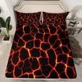 thumbnail image 2 of Volcano Lava Bed Sheet 4 Piece,Red Orange Flame 3D Geometric Patchwork Sheets Full Size Bed Set,Volcano Eruption Natural Disaster Bedding Set with Flat,Fitted Sheet,2 Pillow Cases, 2 of 6
