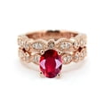 thumbnail image 2 of Limited Time Sale: 1.25 Carat Red Ruby (Round cut Ruby) and Diamond Engagement Bridal Wedding Ring Set in 10k Rose Gold, 2 of 2