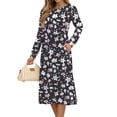 thumbnail image 3 of Fantaslook Long Sleeve Midi Dresses for Women Casual Floral Dress Flowy Fall Dresses with Pockets, 3 of 9