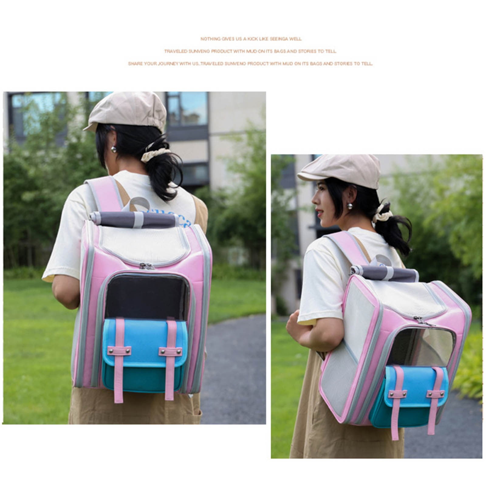 Gnmfd Cats Small Dog Backpack Carrier, Breathable Pet Carrier Bag for Hiking Traveling Outdoor Adventures, Space Capsule Backpack for Cats Dogs up to 9 Pounds with Comfortable Shoulder Straps