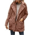 thumbnail image 2 of Usmixi Womens Winter Sherpa Jacket Fuzzy Fluffy Fleece Coat for Women Casual Solid Long Sleeve Lapel Outerwear Open Button Down Soft Plush Jacket with Pocket 2025 Sherpa Jacket, 2 of 6