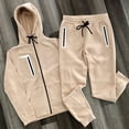 thumbnail image 6 of Timoontee Men's Solid Tracksuit 2 Piece Set Active Workout Sweatsuits Long Sleeve Hoodies Zipper Sweatshirts Drawstring Joggers Casual Clothes Khaki XL, 6 of 8
