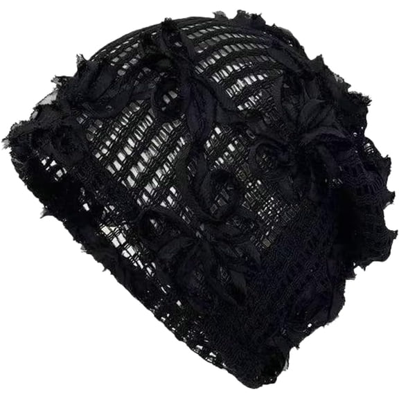 Kukuzhu Women's Slouchy Beanie Summer Breathable Hollow Out Skull Cap Elegant 3D Floral Beanie