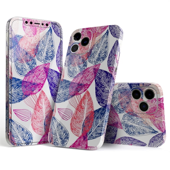 DesignSkinz Seamless Pink & Blue Color Leaves Full-Body Skin Decal Wrap Cover for iPhone 16